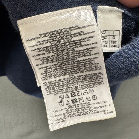 Brooks Brothers Sweater Mens Large Merino Wool Blue Coastal Knit Preppy COMFY - Picture 4 of 6